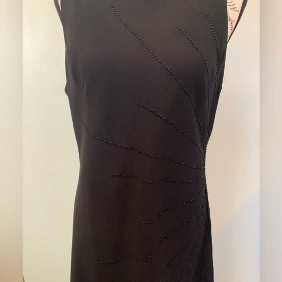Studio I Black A-Line Sleeveless Evening Dress Bead Detail Women’s Size 14 - Picture 3 of 9